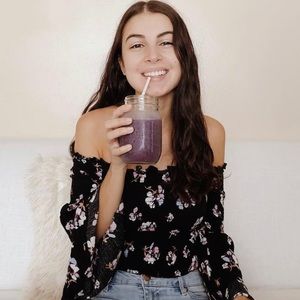 Cropped Floral Top with Wide Sleeves